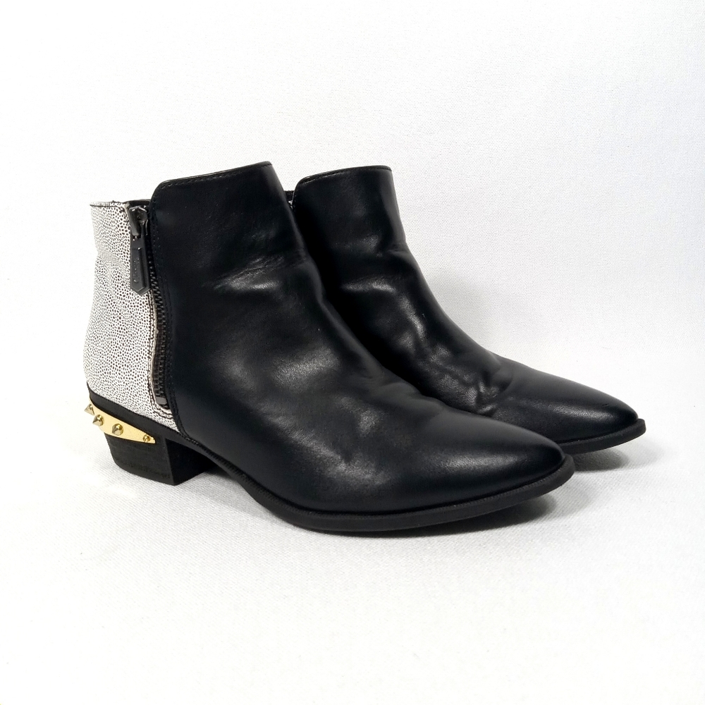 CIRCUS by Sam Edelman Highland Black White Spike Ankle Boots Womens Size 7.5 M